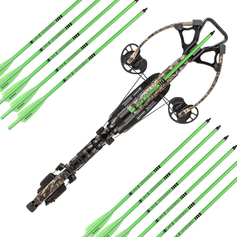 BOWSOUL Crossbow Bolts 20inch Fluorescence Color Carbon Crossbow Hunting Arrows with 4" Vanes and Replaced Arrowhead(12 Pack) - Image 5